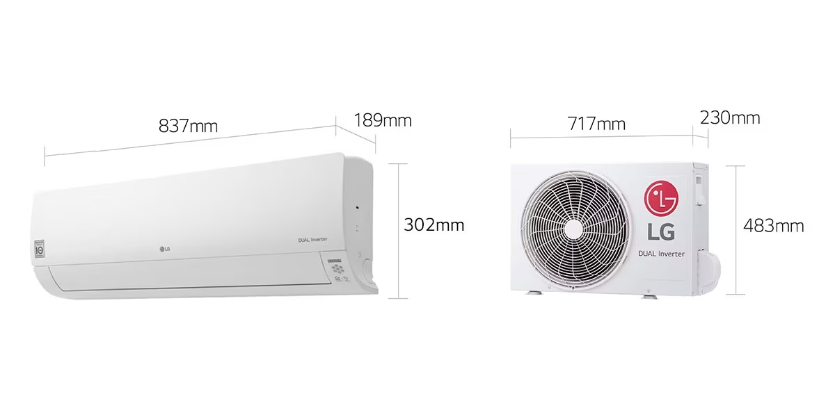 Minisplit LG Inverter 12000BTU Dimensiones