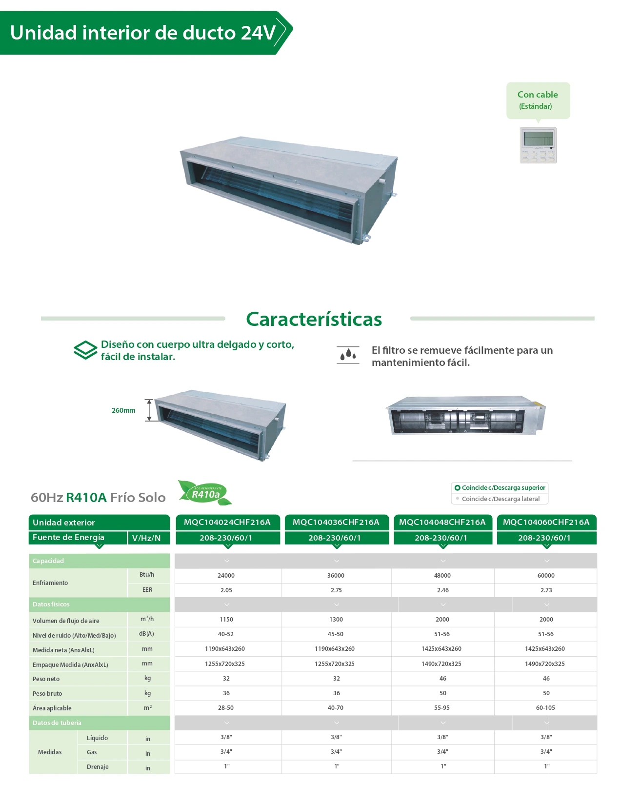Fancoil Desnudo + Condensadora 60.000 BTU 5TR R410A 220V 3 Fancoil Desnudo + Condensadora 60.000 BTU 5TR R410A 220V - Imagen 3